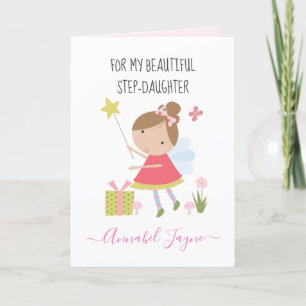 Step Daughter birthday fairy girls pink whimsical Card