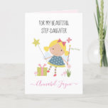 Step- daughter birthday fairy girls whimsical card<br><div class="desc">An adorable birthday card with the cutest little fairies that you can personalise with your step-daughters name. The birthday fairy collection is perfect for little girls who adore magical creatures. You can choose between two types of cards. You can choose either silky gloss paper or matte paper. Matte, is a...</div>