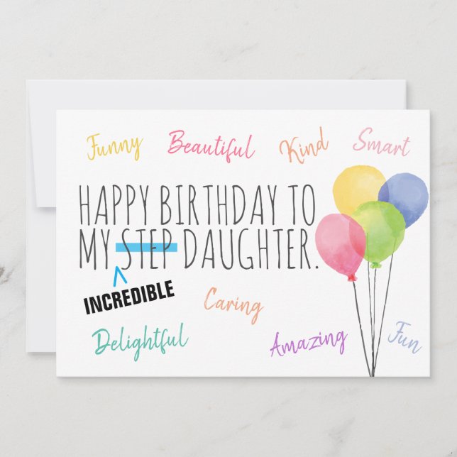 Step Daughter Birthday, You Are Incredible! Card (Front)