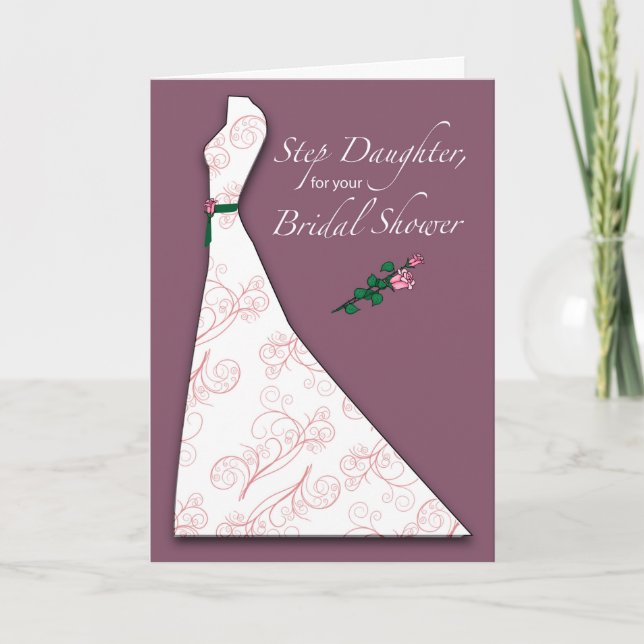 Step Daughter, Bridal Shower Dress Silhouette Plum Invitation (Front)