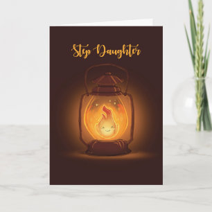 Step Daughter Thinking of You at Camp with Lantern Card