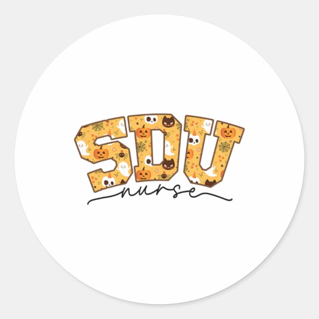 Step Down Unit Nurse Halloween Sdu Rn Fall Spooky  Classic Round Sticker (Front)