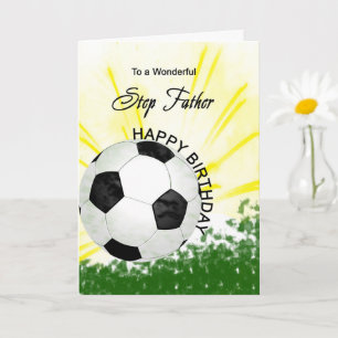 Step Father Birthday Soccer Card