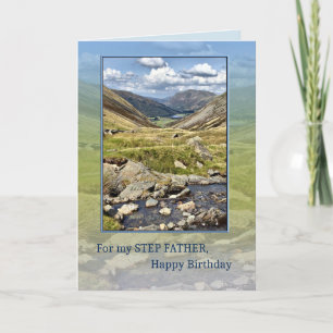Step Father Birthday with a Mountain Landscape Card