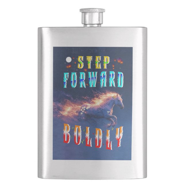 Step Forward Boldly Hip Flask (Front)