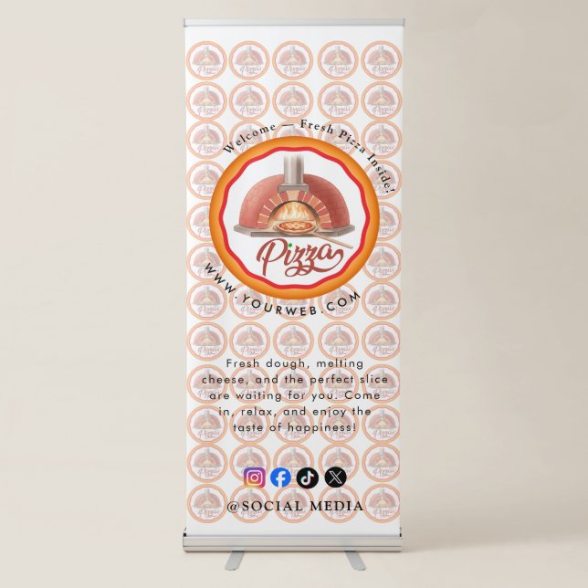 Step In. Smell the Pizza Magic logo Retractable Banner (Front)