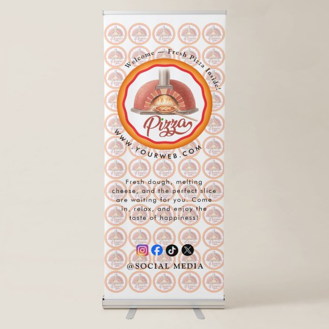 Step In. Smell the Pizza Magic logo Retractable Banner (Front)
