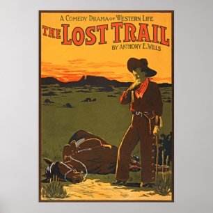 Step Into the Wild West: 'The Lost Trail' Vintage  Poster