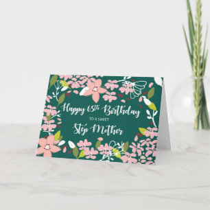 Step Mother 65th Birthday Green Flowers Card