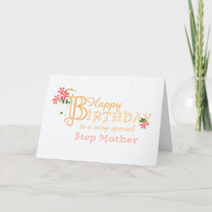 Step Mother Birthday with Clematis Flowers Card
