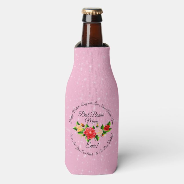 Step Mother Bonus Mum Mother's Day Bottle Cooler (Bottle Front)