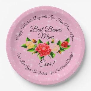 Step Mother Bonus Mum Mother's Day  Large 9" Paper Plate