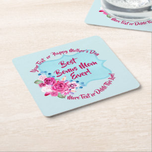 Step Mothers Day Bonus Mum Change Text Square Paper Coaster