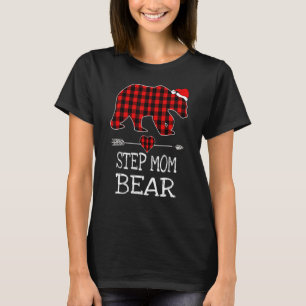 Step Mum Bear Buffalo Plaid Santa Arrow Christmas T-Shirt