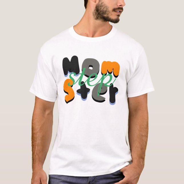 Step Mum Momster Groovy Bubble Lettering T-Shirt (Front)
