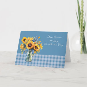 Step Mum Mother's Day Sunflowers in Mason Jar Card