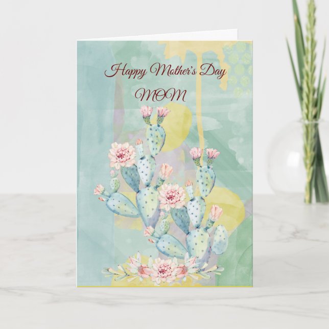 Step-mum Mother's Day Watercolor Cactus Card (Front)