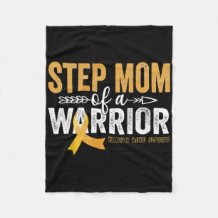 Step Mum Of A Warrior Childhood Cancer - Ribbon On Fleece Blanket
