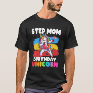Step Mum Of The Birthday Unicorn Dabbing Matching T-Shirt