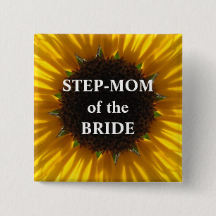 Step Mum Of The Bride Sunflower 15 Cm Square Badge