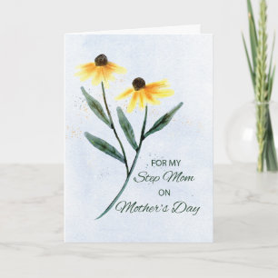 Step Mum on Mothers Day Two Cone Flowers Card
