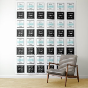  Step & Repeat Business Backdrop Two Logo Banner Tapestry