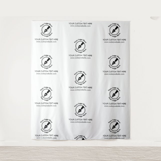Step & Repeat White Company Logo Event Notary  Tapestry (Front)