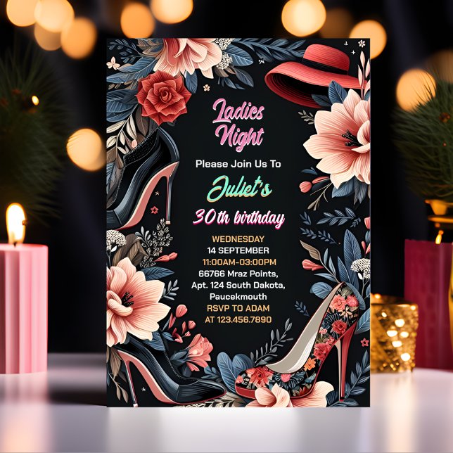 Step Shoe Stylish Adult Ladies Night 30th Birthday Invitation (Creator Uploaded)