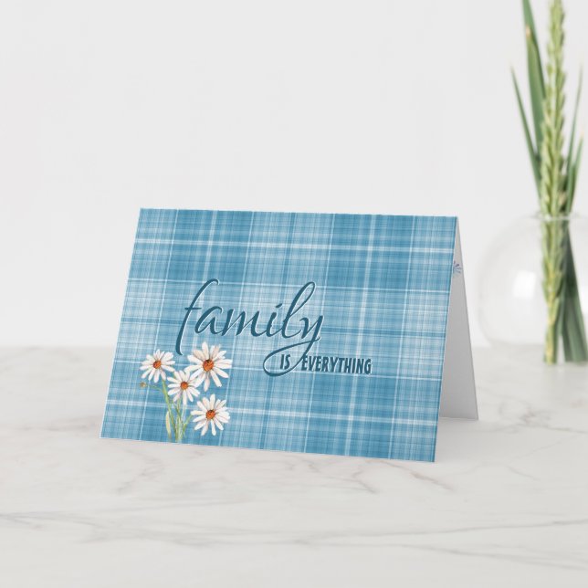 step sister birthday daisies on plaid card (Front)
