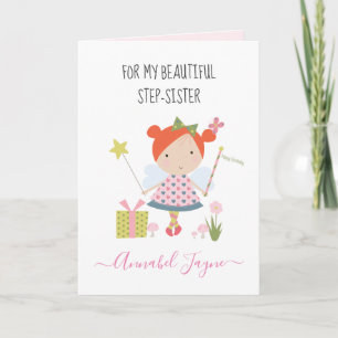 Step- Sister birthday fairy girls whimsical Card