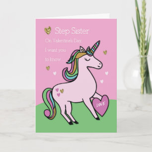 Step Sister Magical Unicorn Valentine's Day Card