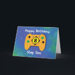 Step Son 8 Year Old Birthday Gamer Controller Card<br><div class="desc">Surprise a video game loving step son with this game controller card to celebrate his soon to happen 8th birthday. Blue and yellow are the dominant colours on the cover of this fun card.</div>