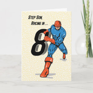 Step Son 8th Birthday Superhero Card