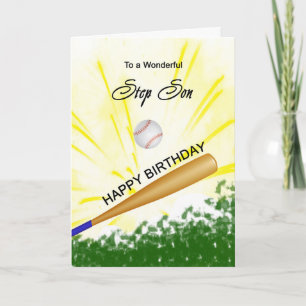 Step Son Baseball Birthday Card