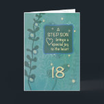Step Son Religious 18th Birthday Green Hand Drawn Card<br><div class="desc">Get ready to join in the celebration of a very special occasion. As soon as the day of your step son’s 18th birthday you must give him this card to say happy birthday and share a message that will touch his heart.</div>