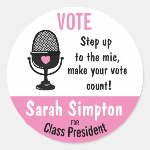 Step Up to the Mic – Make Your Vote Count! Event  Classic Round Sticker
