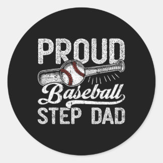 Stepdad Baseball  Classic Round Sticker