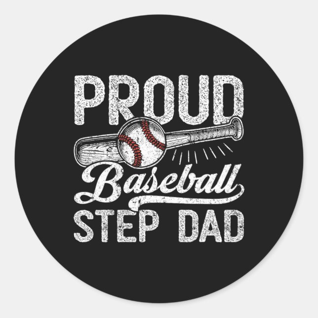 Stepdad Baseball  Classic Round Sticker (Front)