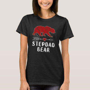 Stepdad Bear Buffalo Red Plaid Matching Pajama Fam T-Shirt