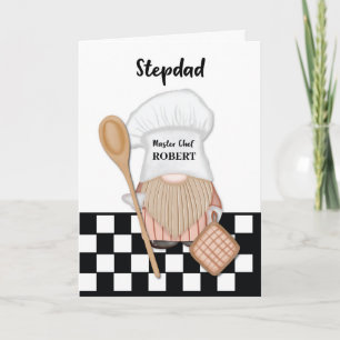 Stepdad Birthday Whimsical Gnome Chef Cooking Card