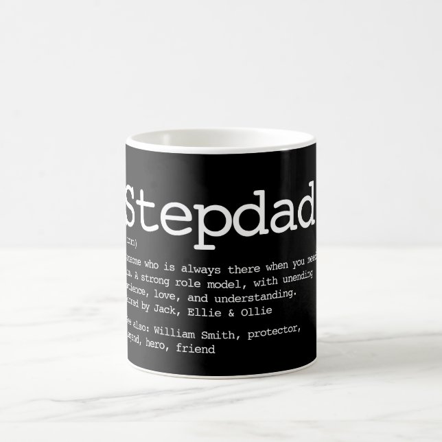 Stepdad Definition Black And White Coffee Mug (Center)
