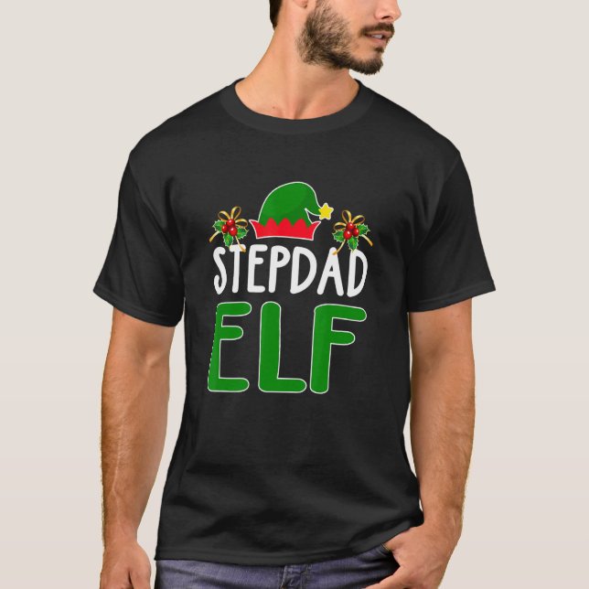 Stepdad Elf Matching Family Christmas Costume Paja T-Shirt (Front)