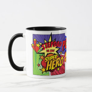 STEPDAD Is My SUPERHERO Personalised COMIC HERO Mug