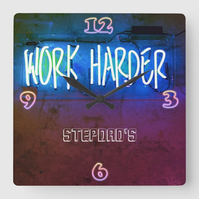 STEPDAD Mancave Bar Den Clock Neon - Customisable (Front)