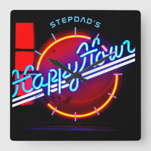 STEPDAD Mancave Bar Den Clock Neon - Customisable
