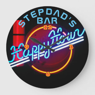 STEPDAD Mancave Bar Den Clock Neon - Customisable