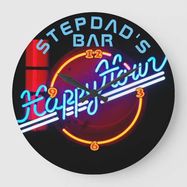STEPDAD Mancave Bar Den Clock Neon - Customisable (Front)
