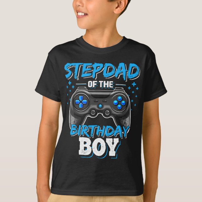 Stepdad of the Birthday Boy Matching Family Video  T-Shirt (Front)