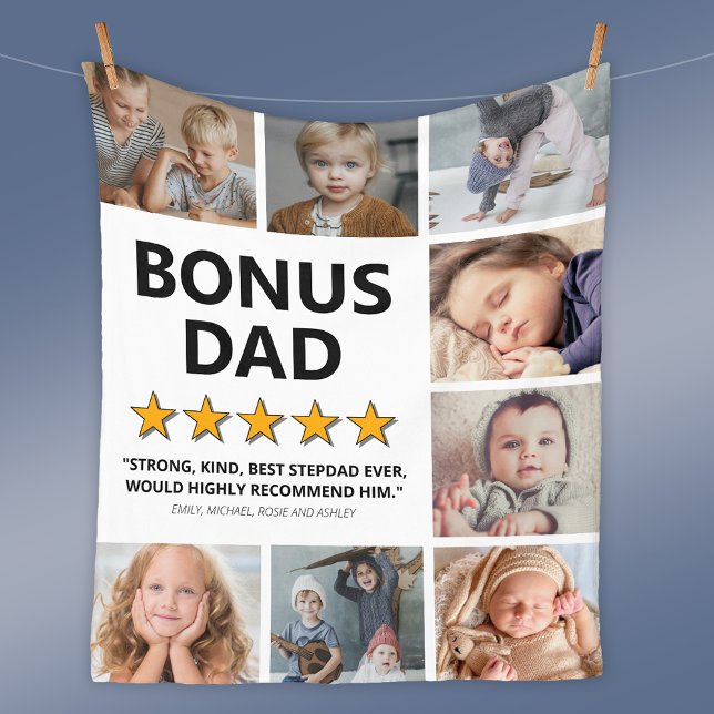 Stepdad Rating | Bonus Dad Photo Fleece Blanket (Creator Uploaded)