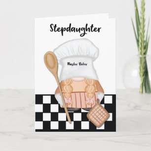 Stepdaughter Birthday Whimsical Gnome Baker Baking Card
